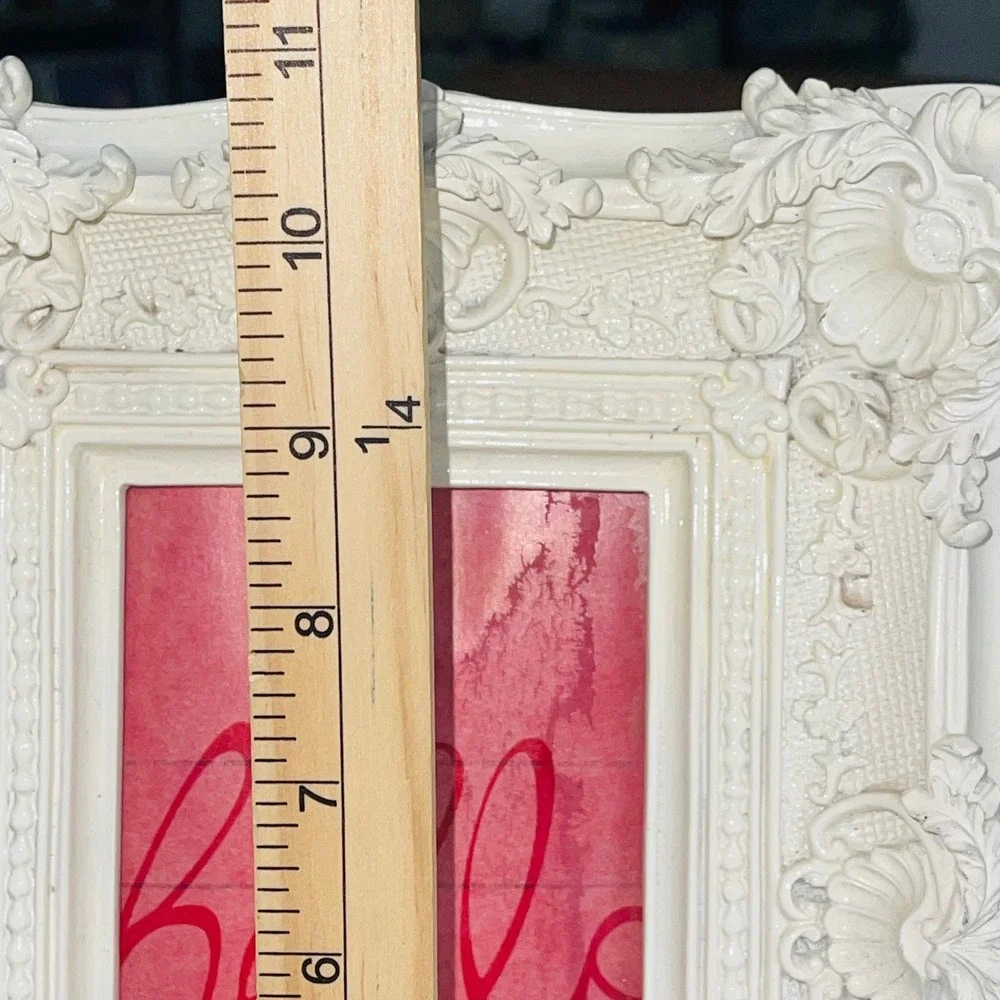 Pair Vintage Cream Ivory Resin Rococo Baroque Picture Frames 4x6 READ